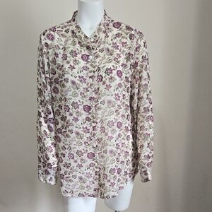Jaclyn Smith Floral Print Sheer Women's Blouse M